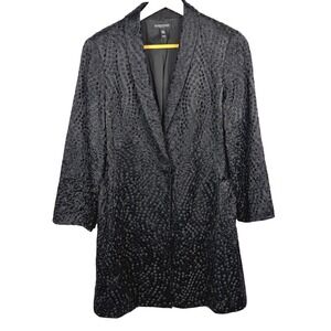Eileen Fisher Embroidery Silk Long Jacket Sz PS Evening Formal Luxury Minimalist